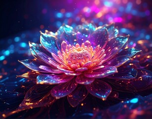 Detailed, vibrant flower with glowing petals