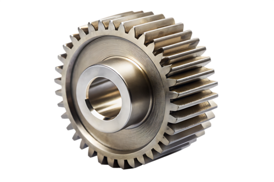 Metal Gear with Teeth and Inner Hub isolated on a transparent background cogwheel