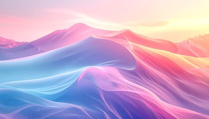 Pastel-hued dunes bathed in sunrise glow