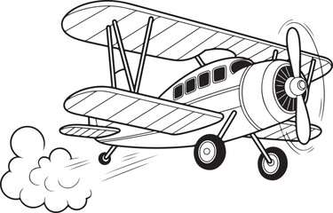 Retro Propeller Airplane Illustration – Classic Vintage Aircraft Vector