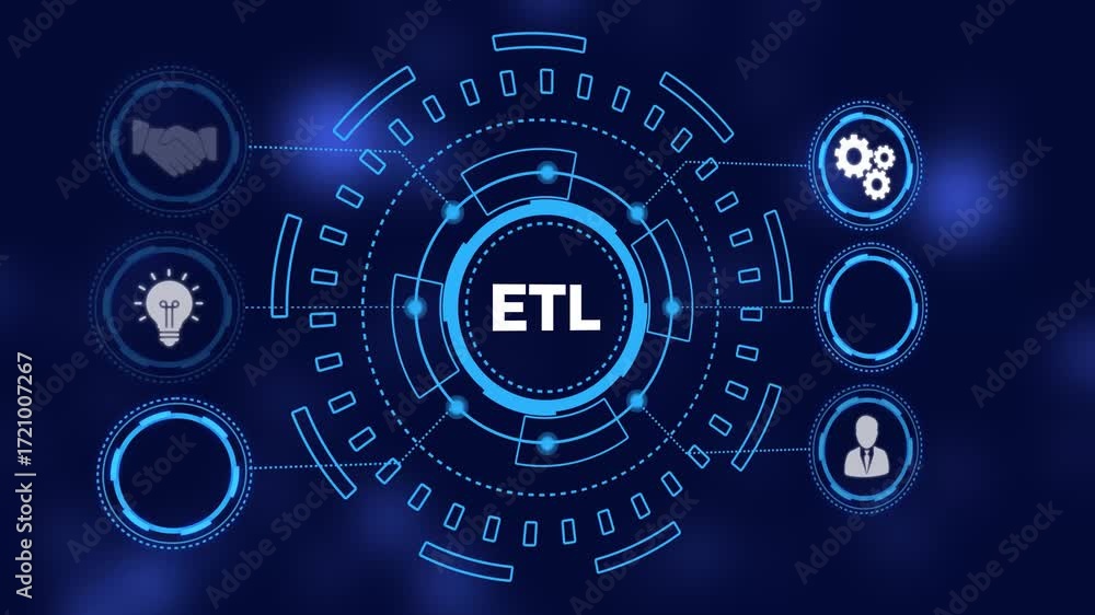 Poster futuristic blue circular hud element with bokeh lights on dark background interface technology