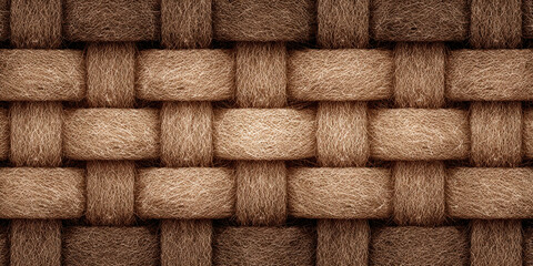Fototapeta premium Close up of brown wool braided texture soft textile woven pattern - AI generated