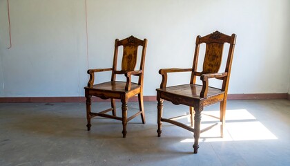 Two antique wooden chairs in a room