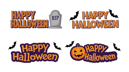 Happy Halloween Stickers: A festive collection of four vibrant stickers, each designed with playful illustrations, embodying the spirit of Halloween.