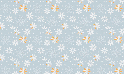 Minimalist Winter Floral Pattern with Abstract Snowflakes and Stars