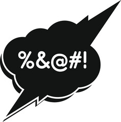 Black cursing balloon with censored symbols expressing negative feelings