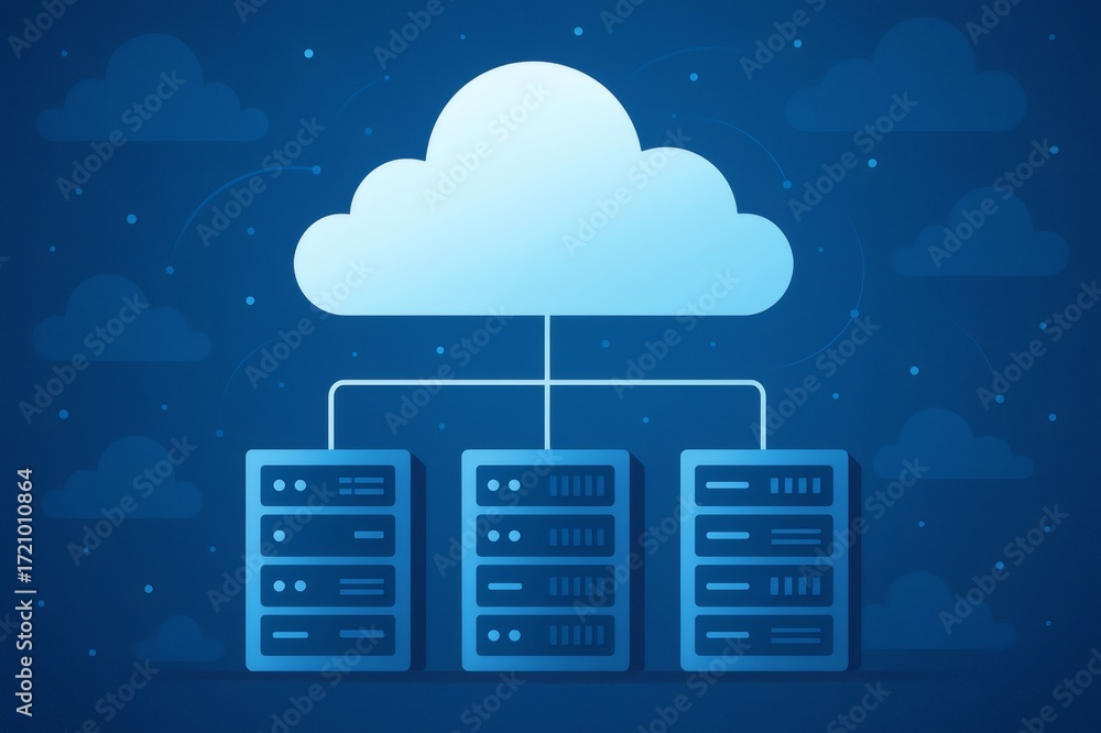 Aufkleber cloud computing data storage connecting server racks