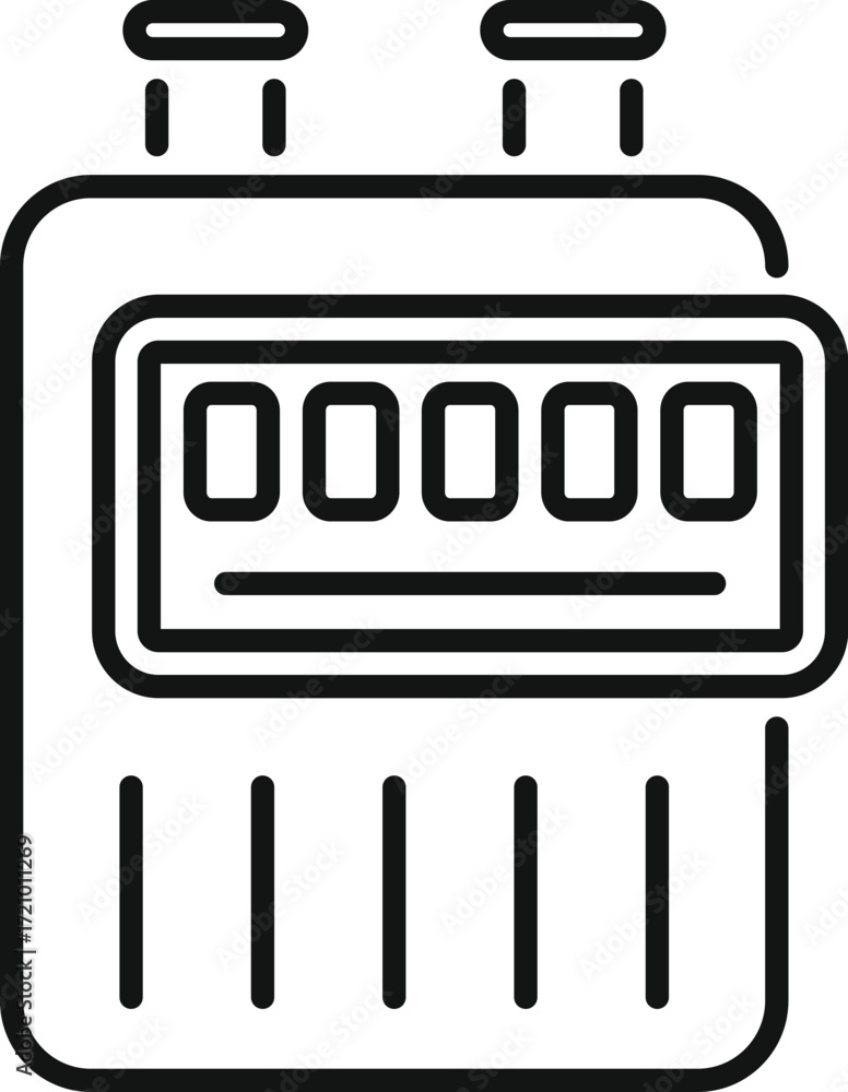 Poster electric meter displaying zero consumption, featuring a digital screen and two terminals for connect