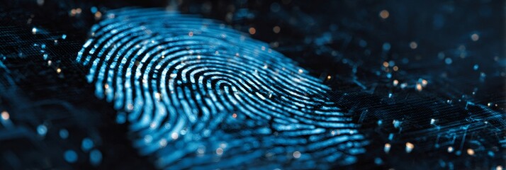 Glowing blue fingerprint scanning for biometric authorization