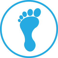 blue footprint icon isolated on white