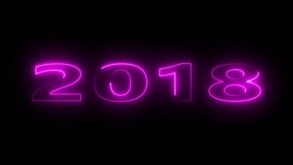 Glowing neon numeric text 2018 year countdown icon background 4k animation. cyan neon font alpha year. Neon year 2018. 2018, aesthetic, art, bold, chromatic, colorful, contrast, 