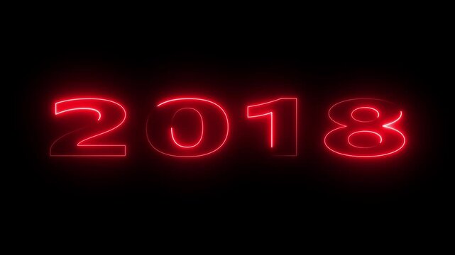 Glowing neon numeric text 2018 year countdown icon background 4k animation. cyan neon font alpha year. Neon year 2018. 2018, aesthetic, art, bold, chromatic, 