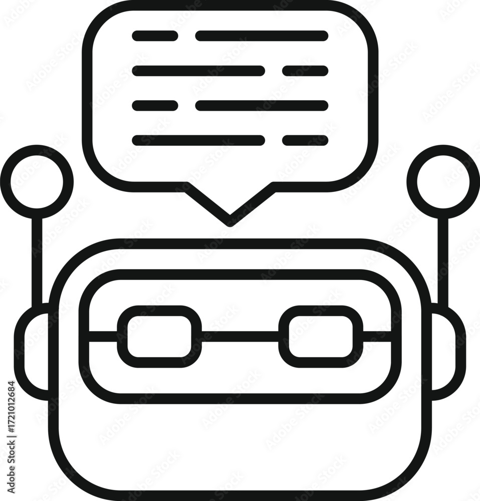 Poster chatbot engaging in conversation, represented by a speech bubble indicating communication and artifi