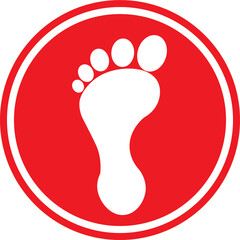 red foot print button