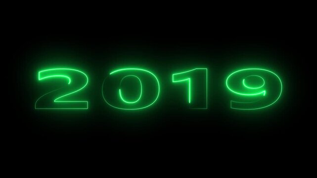 New year 2019 text icon animation glowing neon pink color number anniversary template animation glowing neon pink color number anniversary. 2019, 2019 year