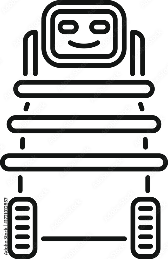 Poster smiling chatbot robot icon representing artificial intelligence and customer service