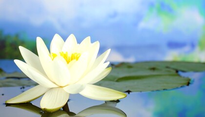 White lotus flower on water