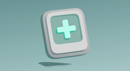 Fototapeta premium 3D Glowing Plus Sign Icon - Modern Digital Symbol