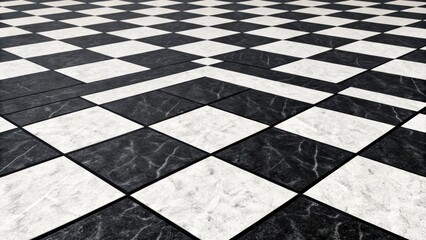 Elegant black and white marble floor tile pattern in a classic checkerboard design for upscale interiors and modern architectural projects