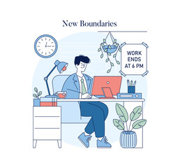 Office Productivity by 6 PM Vector Illustration