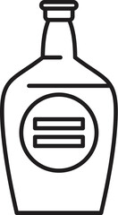 Rum bottle with simple round label showing three horizontal lines, representing strong alcohol content