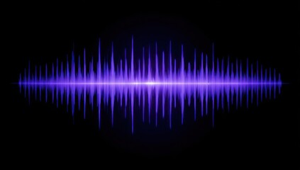 A vibrant purple sound wave graphic displays a powerful audio spectrum.
