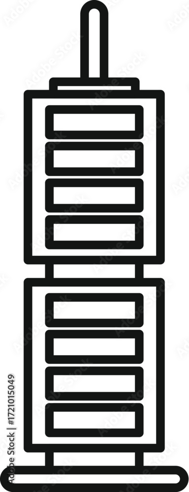 Poster simple line drawing of a modern skyscraper, representing urban development and architectural design