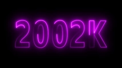 2002K neon line text. Abstract 2000K neon text animation, Glowing neon number text background 4k video animation.2002k, 200k followers, background, 