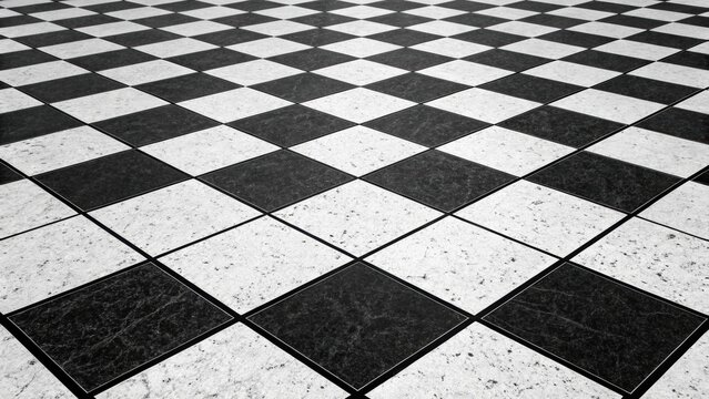 Elegant black and white marble checkerboard flooring for modern interiors and stylish design projects adds a classic and sophisticated touch to any space