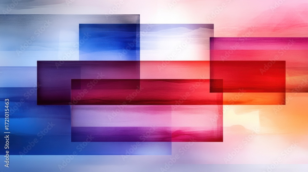 Poster abstract design with layered textures and gradient colors in contemporary red and blue tones