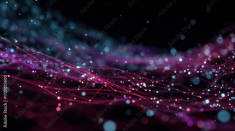 Poster dynamic abstract waves of colorful light particles creating a visually stunning experience in digita