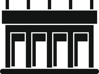 Simple black icon of a building under construction, symbolizing ongoing infrastructure projects and urban development