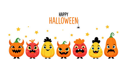 Halloween Monsters Celebration: A collection of whimsical Halloween monster character is arranged. The image is a blend of fun and festivity for Halloween celebrations. 