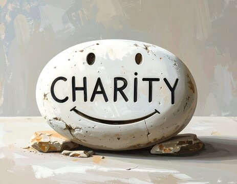 Smiley rock with charity - Powered by Adobe