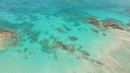 Stunning beach and crystal clear turquoise sea water at Elafonisi