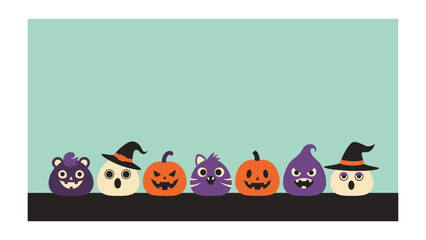 Fototapeta premium Halloween fun cartoon background: A playful cartoon scene featuring pumpkins, spooky characters, and other festive elements perfect for conveying the spooky spirit.