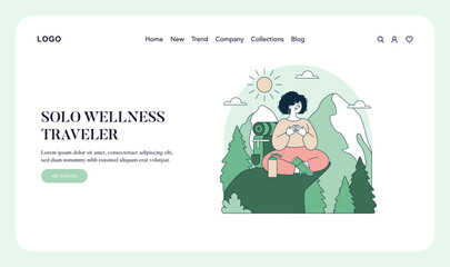 Vector Illustration of Solo Traveler Enjoying Wellness
