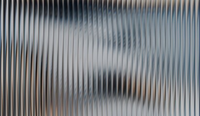 Obraz premium Iridescent glass ripple background with vertical ribbed glass effect, white gradient glass, vibrant fractal gradient with smooth distortion texture