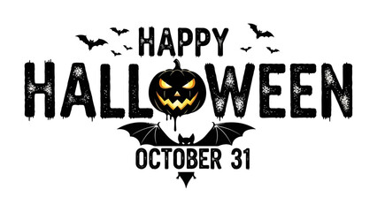Spooky Halloween Greetings: A festive illustration for Halloween, presenting a grinning Jack-o'-lantern in the center and a collection of bats flying across the top. An iconic October 31 celebration.