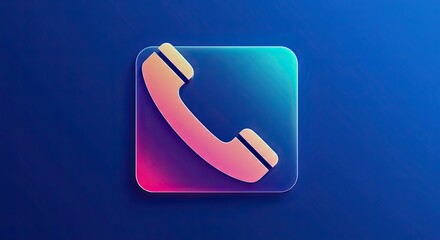 Phone icon on blue background, communication concept.