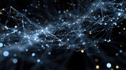 A mesmerizing abstract composition of glowing connections and lights representing data flow and technology in a digital universe.