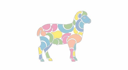 Fototapeta premium Colorful Patterned Sheep Illustration for Creative Projects and Designs