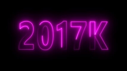 2017 neon line text. Abstract 2017 neon text animation, Glowing neon number text background 4k video animation . black background . 2017, abstract, advice, - Powered by Adobe