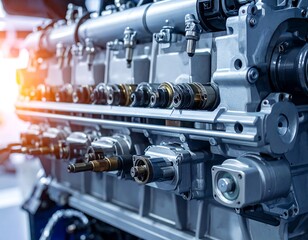 Close-up of intricate engine components
