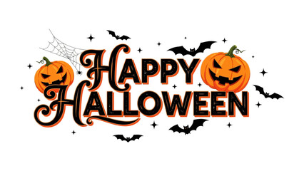 Spooky Halloween Celebration: A vibrant Halloween-themed design, incorporating pumpkins, bats, spider webs, and festive typography. Evokes the spirit of spooky season!