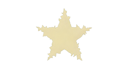 A single, light beige, fivepointed star with a slightly irregular, textured edge, isolated on a pure transparent background, representing a simple decorative element or symbol