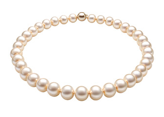 Obraz premium Pearl necklace with gold clasp on white background isolated on a transparent background