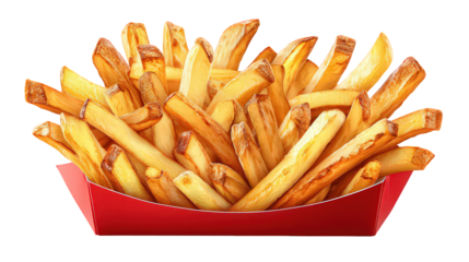 Golden Fried Potatoes In Red Container
