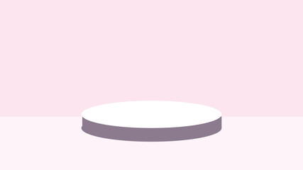 A simple white circular platform on a light pink background perfect for product presentation and display