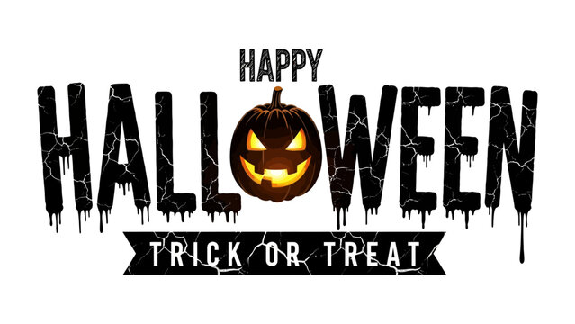 Happy Halloween: A festive Halloween composition featuring a grinning jack-o'-lantern. A great design for cards, posters, invitations, and other related festive purposes.